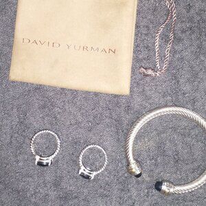David yurman cable cuff bracelet and 2 Petite Wheaton® Ring Sterling Silver